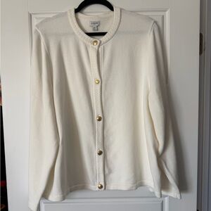 J. Crew White cardigan with Gold Button